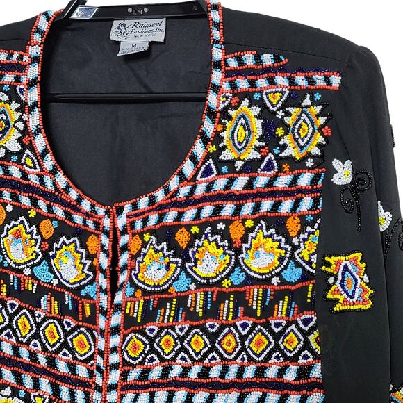 Raiment Fashions Cardigan Jacket Medium Beaded Intricate - Picture 3 of 7